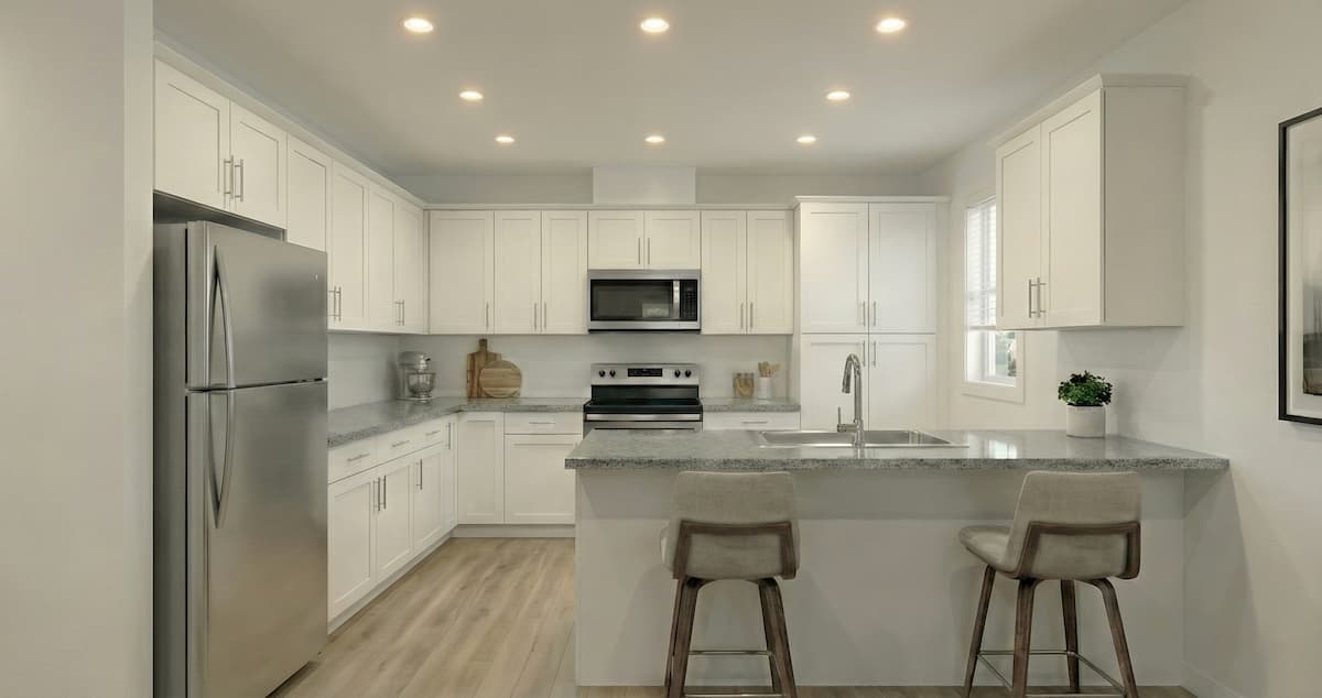 Garden Flat kitchen - Modern, functional kitchen design in Anhart Merritt townhome