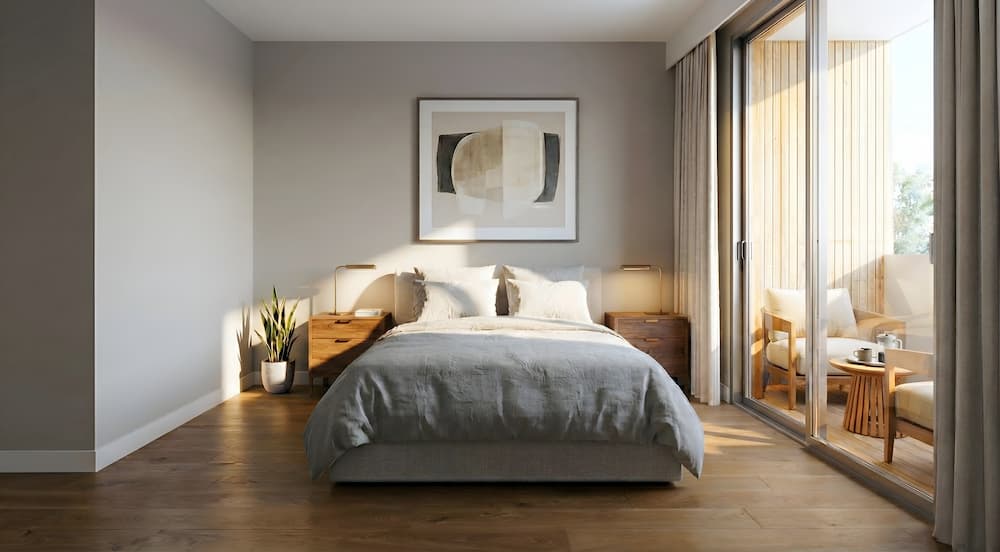 Sky Townhome master bedroom - Spacious bedroom with walk-in closet in Merritt townhome